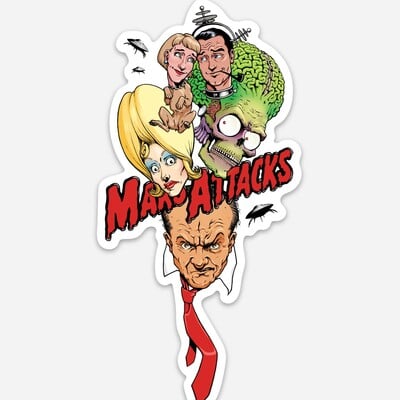 'mars attacks' sticker (5x2.5)