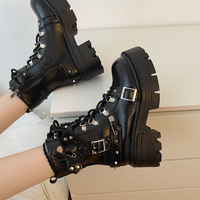 Goth Black Studded Chelsea Boots - Thumbnail 4