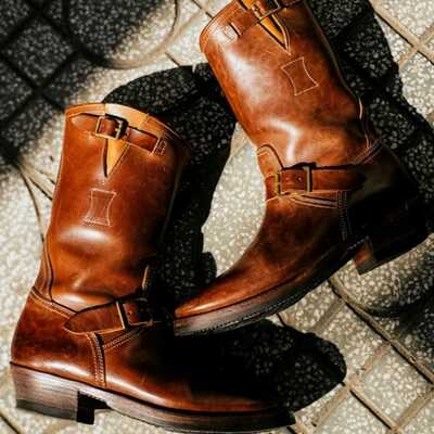 Outclass finishing handmade military brown leather long boot mens boot - Thumbnail 1