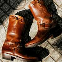 Outclass Finishing Handmade Military Brown Leather Long Boot Mens Boot - Thumbnail 1