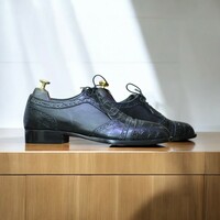 Handmade Blue Alligator Lace-Up Dress Shoes – Luxury Footwear for Men - Thumbnail 3