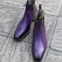 Crafted Leather Classic Purple Leather Men Chelsea Boot-2