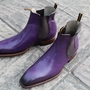 Crafted Leather Classic Purple Leather Men Chelsea Boot-2