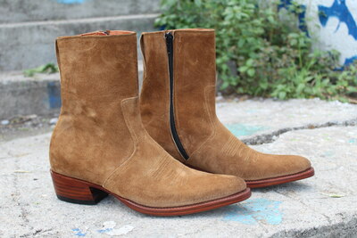  Crafted Leather Classic New Ankle High Tan Suede Leather Side Zipper Jodhpur Boot