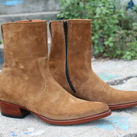  Crafted Leather Classic New Ankle High Tan Suede Leather Side Zipper Jodhpur Boot - Thumbnail 2