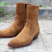 Crafted Leather Classic New Ankle High Tan Suede Leather Side Zipper Jodhpur Boot - Thumbnail 3