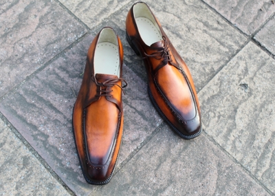 Crafted Leather Classic Tan Black Shaded Men Oxford Dress Shoes