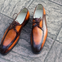 Crafted Leather Classic Tan Black Shaded Men Oxford Dress Shoes - Thumbnail 3