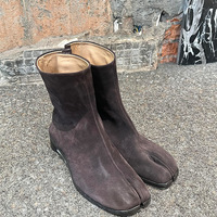 Women's leather split toe pleated knight boots 2 colors - Thumbnail 4