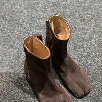 Women's leather split toe pleated knight boots 2 colors - Thumbnail 5