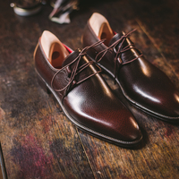 Handmade Men's Genius Look Brown Cow Leather Chukka Formal Lace Up Shoes - Thumbnail 1