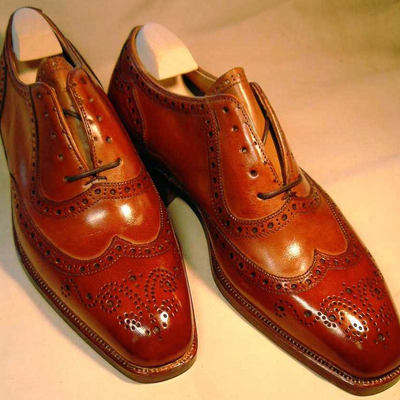 Handmade men's genius look brown oxfords style formal lace up shoes