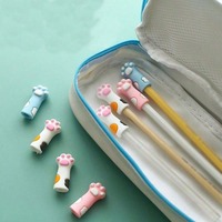 30pcs Cute Cartoon Cat Paw Design Silicone Pencil Caps Covers, Universal Pen Holder, Portable & Durable - Thumbnail 3