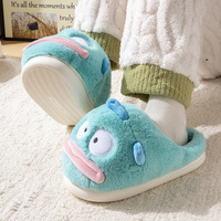 Blue Cartoon Fish Plush Slippers - Thumbnail 5