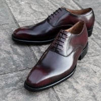 Crafted Leather Classic Dark Brown Leather Oxford Lace up Dress Shoes - Thumbnail 2