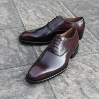 Crafted Leather Classic Dark Brown Leather Oxford Lace up Dress Shoes - Thumbnail 4