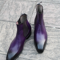 Crafted Leather Classic Men Purple Patina Chelsea Boot - Thumbnail 1