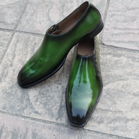 Crafted Leather Classic Men Fashion Green Crocodile / Calf-Skin Leather Side Laces Oxford Dress Shoes - Thumbnail 3