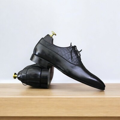 Handmade black alligator oxford shoes 