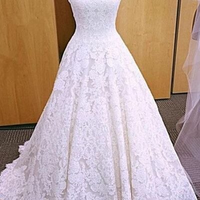 A line lace sleeveless wedding dress bridal gown - Thumbnail 3