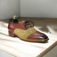 Handmade Wing Tip Brogue Brown Goodyear Welted Lace-Up Shoes for Men - Thumbnail 2