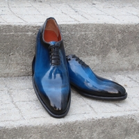 Crafted Leather Handmade Blue Patina Leather Men Oxford Dress Shoes - Thumbnail 1