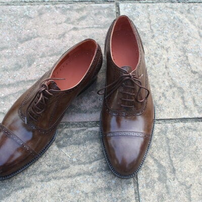 Crafted leather classic men brown leather oxford dress shoes - Thumbnail 3