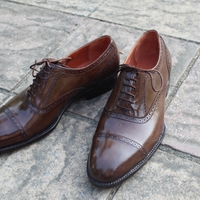 Crafted Leather Classic Men Brown Leather Oxford Dress Shoes - Thumbnail 2