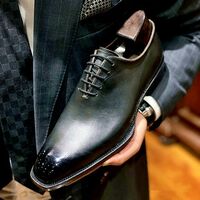 Customize Decent Handmade Black Leather Brogue Toe Wedding Formal Shoes - Thumbnail 1