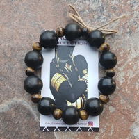 TIGER'S EYE & WOOD BRACELET HANDMADE By Nubian Collection Artwear 👑  - Thumbnail 2