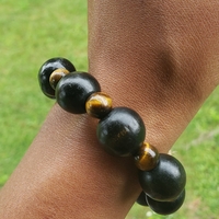 TIGER'S EYE & WOOD BRACELET HANDMADE By Nubian Collection Artwear 👑  - Thumbnail 1