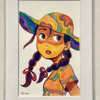 5x7 summer girl original art (2024)