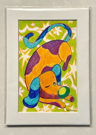 5x7 Colorful Dog Original Art (2024)