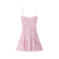 Pink lace suspender dress cape two piece hottie suit - Thumbnail 5