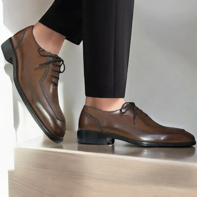 Men's Brown Oxfords Leather Shoes 