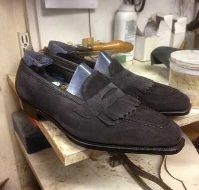 Handmade Men's Black Fringe Loafers Slips On Dress Formal Shoes