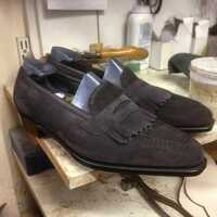 Handmade Men's Black Fringe Loafers Slips On Dress Formal Shoes - Thumbnail 1