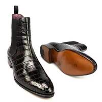 Pointed toe men's short boots with stitching outdoor Chelsea boots 3 colors - Thumbnail 1