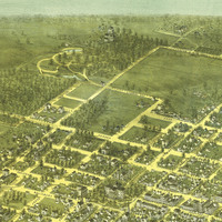 Raleigh, North Carolina in 1872 - Bird's Eye View, Aerial, Panorama, Vintage, Antique, Reproduction, Giclée, Framable, Fine Art, Wall art - Thumbnail 4