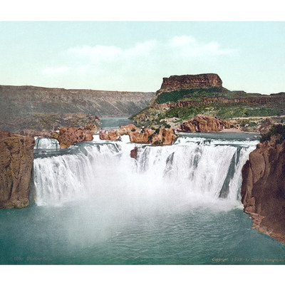Shoshone falls, idaho in 1898 - bird's eye view, photograph, panorama, vintage, antique, reproduction, giclée, fine art, wall art, history