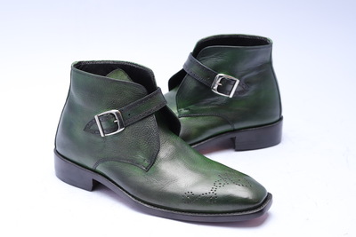 Crafted Leather Men's Genuine Green Leather Chukka Boots