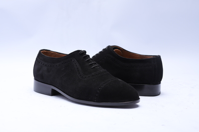 Crafted Leather Classic Black Suede Leather Oxford Dress Shoes