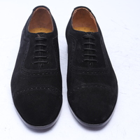 Crafted Leather Classic Black Suede Leather Oxford Dress Shoes - Thumbnail 3