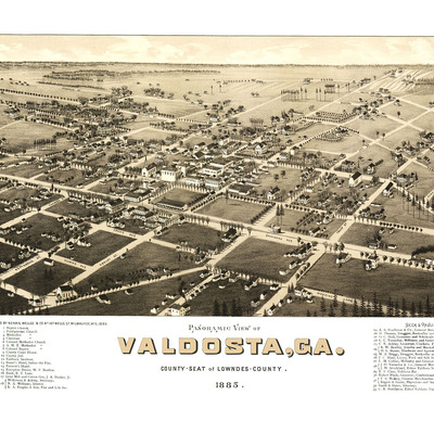 Valdosta, georgia in 1885 - bird's eye view map, aerial, panorama, vintage, antique, reproduction, giclée, fine art, wall art, history - Thumbnail 3
