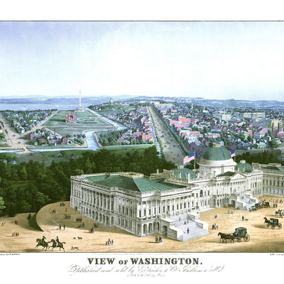 Washington, d.c in 1852 - bird's eye view, map, aerial, panorama, vintage, antique, reproduction, giclée, fine art, wall art, history - Thumbnail 3
