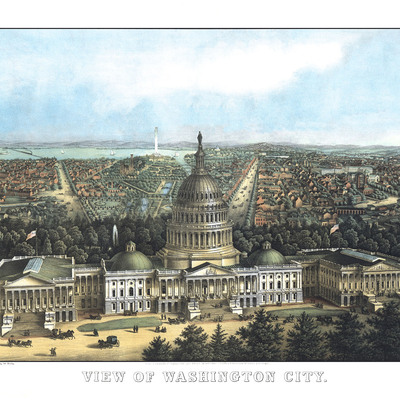 Washington, d.c in 1871 - bird's eye view, map, aerial, panorama, vintage, antique, reproduction, giclée, fine art, wall art, history