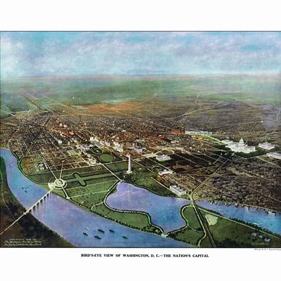 Washington, d.c in 1917 - bird's eye view, map, aerial, panorama, vintage, antique, reproduction, giclée, fine art, wall art, history - Thumbnail 2