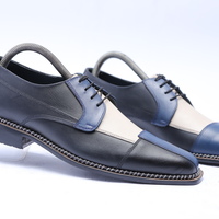 Crafted Leather Classic Tri Tone Leather Oxford Lace up Dress Shoes For Men - Thumbnail 2