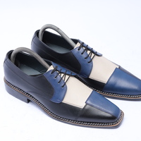 Crafted Leather Classic Tri Tone Leather Oxford Lace up Dress Shoes For Men - Thumbnail 4