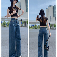  High Waist Design Loose Women Jeans Retro Style Trousers - Thumbnail 5
